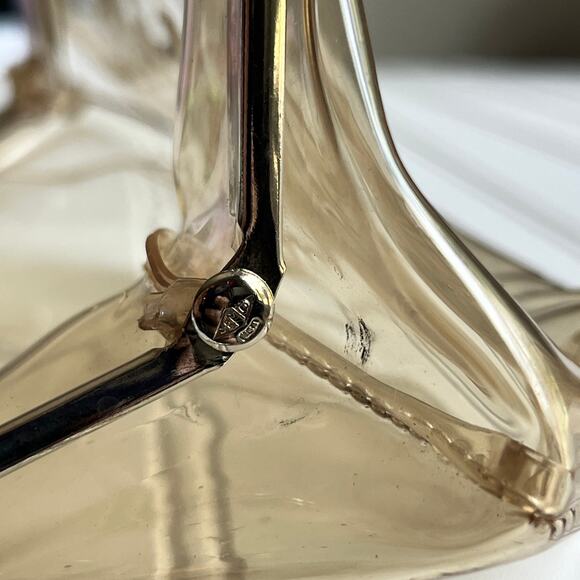 Vintage Clear Vinyl Purse Cluth ornate metal frame kiss lock 60's 70's - Picture 10 of 10